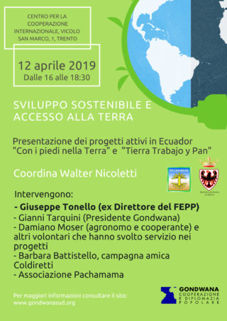 Prossimi eventi: Sviluppo sostenibile e accesso alla Terra – 12 aprile