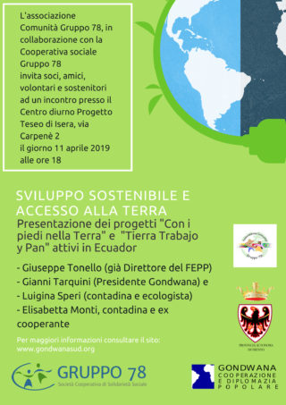 Prossimi eventi: Sviluppo sostenibile e accesso alla Terra – 11 aprile